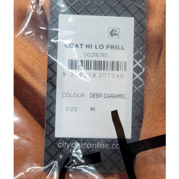 NWT City Chic Deep Caramel Hi Lo Frill Coat size 18 - Picture 11 of 12